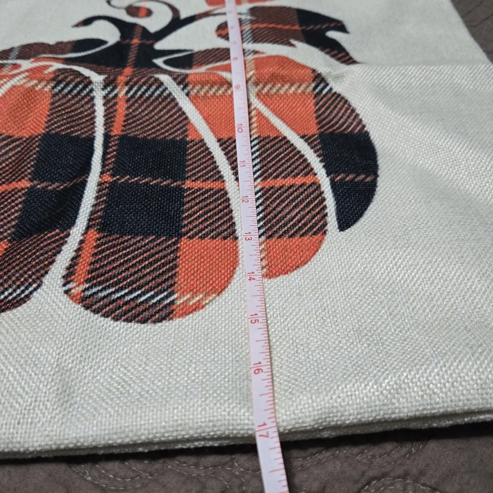Fall Throw Pillow Cover Fall Decoration Autumn Rust Pumpkin Plaid